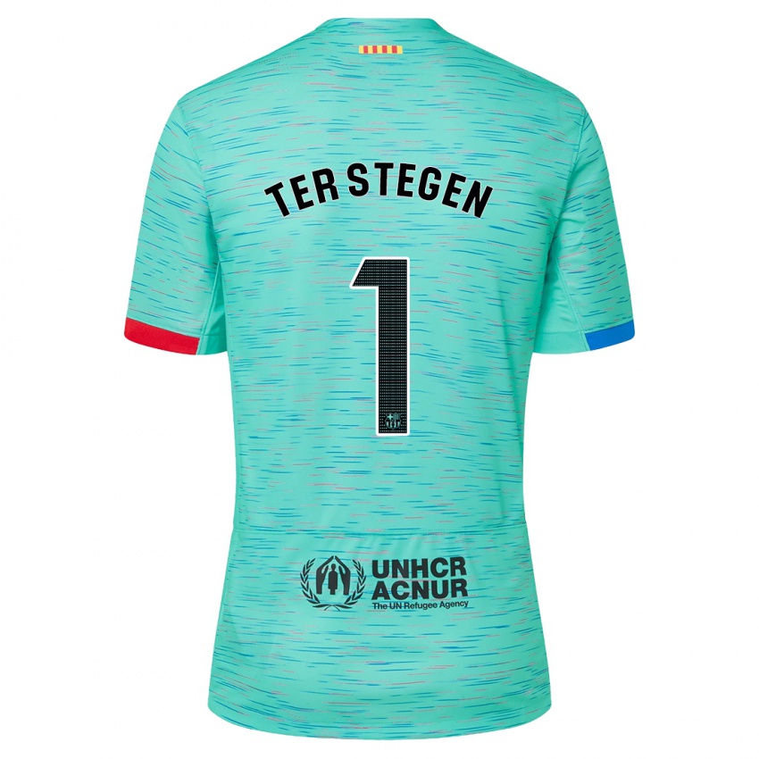 Niño Camiseta Marc-Andre Ter Stegen #1 Aguamarina Clara Equipación Tercera 2023/24 La Camisa Perú