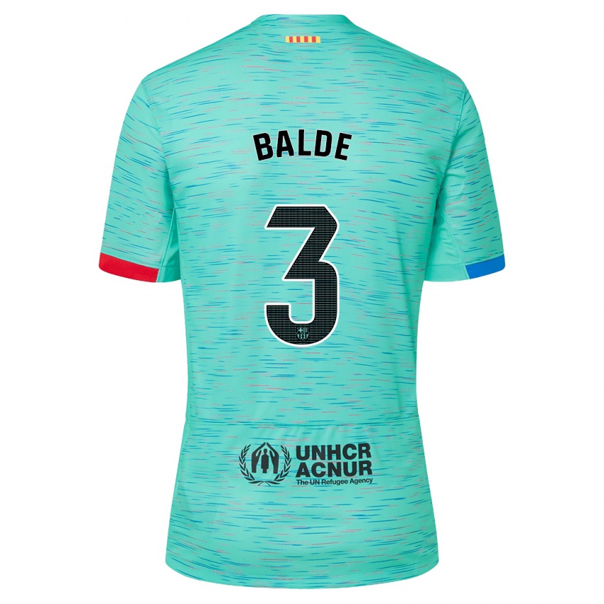 Niño Camiseta Alejandro Balde #3 Aguamarina Clara Equipación Tercera 2023/24 La Camisa Perú