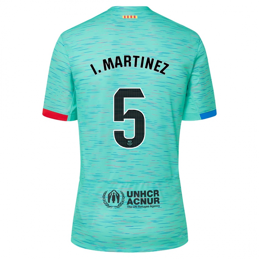 Niño Camiseta Iñigo Martínez #5 Aguamarina Clara Equipación Tercera 2023/24 La Camisa Perú