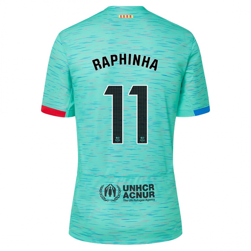 Niño Camiseta Raphinha #11 Aguamarina Clara Equipación Tercera 2023/24 La Camisa Perú