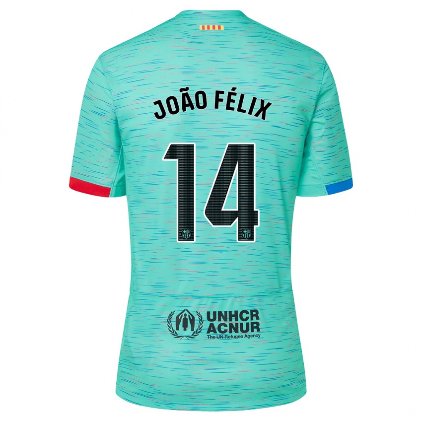 Niño Camiseta Joao Felix #14 Aguamarina Clara Equipación Tercera 2023/24 La Camisa Perú