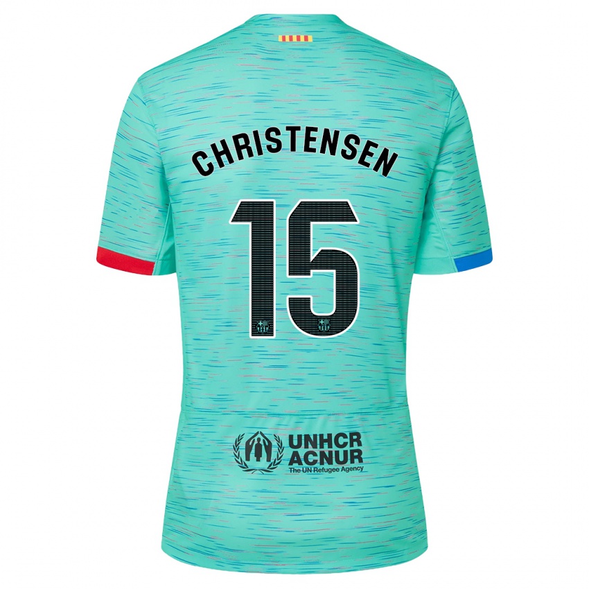 Niño Camiseta Andreas Christensen #15 Aguamarina Clara Equipación Tercera 2023/24 La Camisa Perú