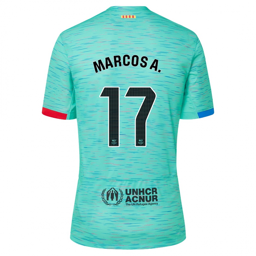 Niño Camiseta Marcos Alonso #17 Aguamarina Clara Equipación Tercera 2023/24 La Camisa Perú