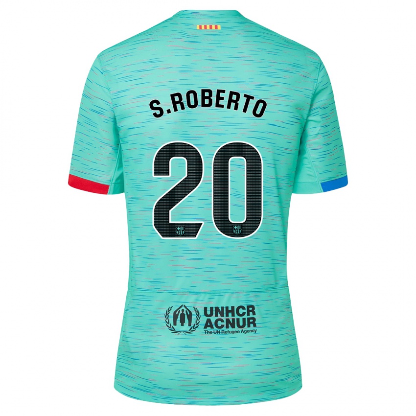 Niño Camiseta Sergi Roberto #20 Aguamarina Clara Equipación Tercera 2023/24 La Camisa Perú