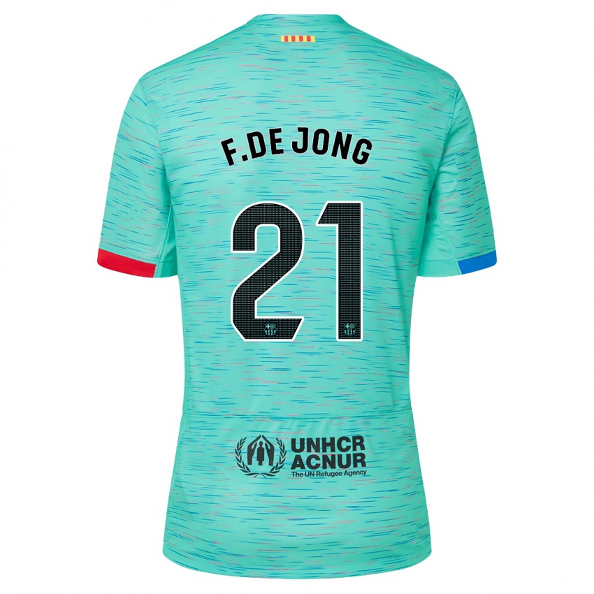 Niño Camiseta Frenkie De Jong #21 Aguamarina Clara Equipación Tercera 2023/24 La Camisa Perú