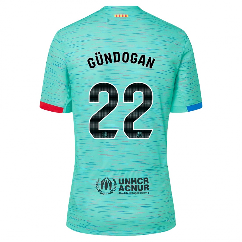 Niño Camiseta Ilkay Gundogan #22 Aguamarina Clara Equipación Tercera 2023/24 La Camisa Perú