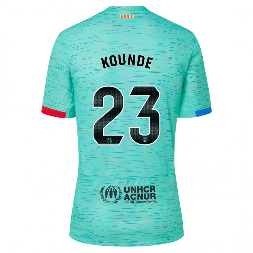 Niño Camiseta Jules Kounde #23 Aguamarina Clara Equipación Tercera 2023/24 La Camisa Perú