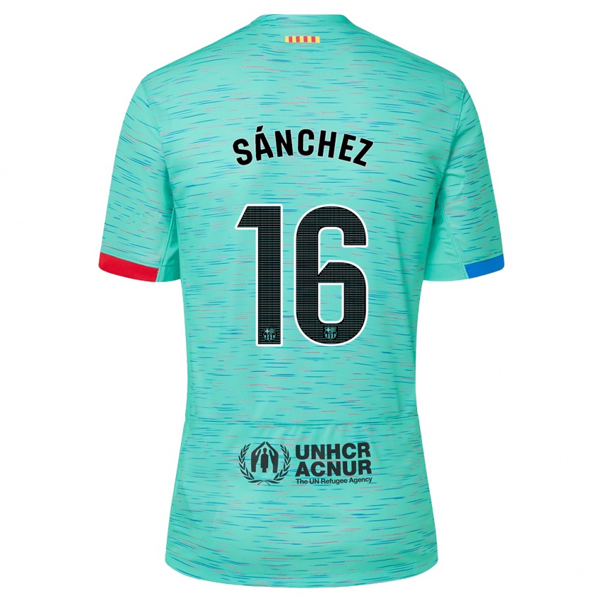 Niño Camiseta Edu Sánchez #16 Aguamarina Clara Equipación Tercera 2023/24 La Camisa Perú