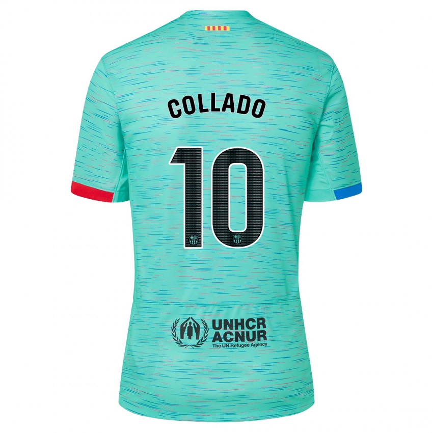 Niño Camiseta Alex Collado #10 Aguamarina Clara Equipación Tercera 2023/24 La Camisa Perú