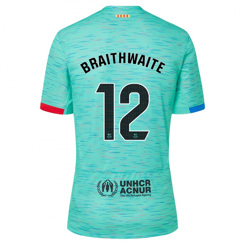 Niño Camiseta Martin Braithwaite #12 Aguamarina Clara Equipación Tercera 2023/24 La Camisa Perú