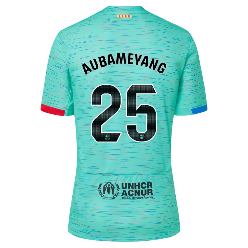 Niño Camiseta Pierre Emerick Aubameyang #25 Aguamarina Clara Equipación Tercera 2023/24 La Camisa Perú