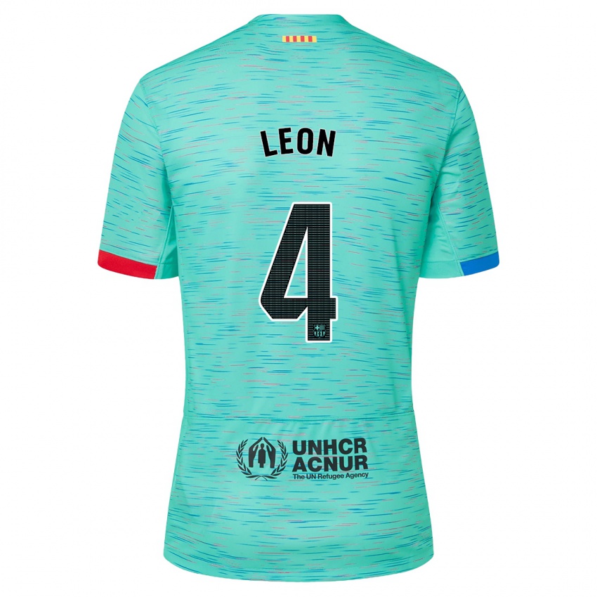 Niño Camiseta Maria Pilar Leon #4 Aguamarina Clara Equipación Tercera 2023/24 La Camisa Perú