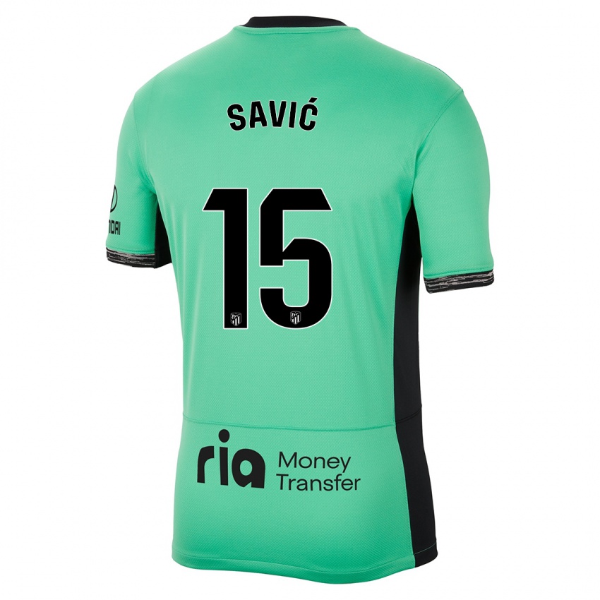 Niño Camiseta Stefan Savic #15 Primavera Verde Equipación Tercera 2023/24 La Camisa Perú