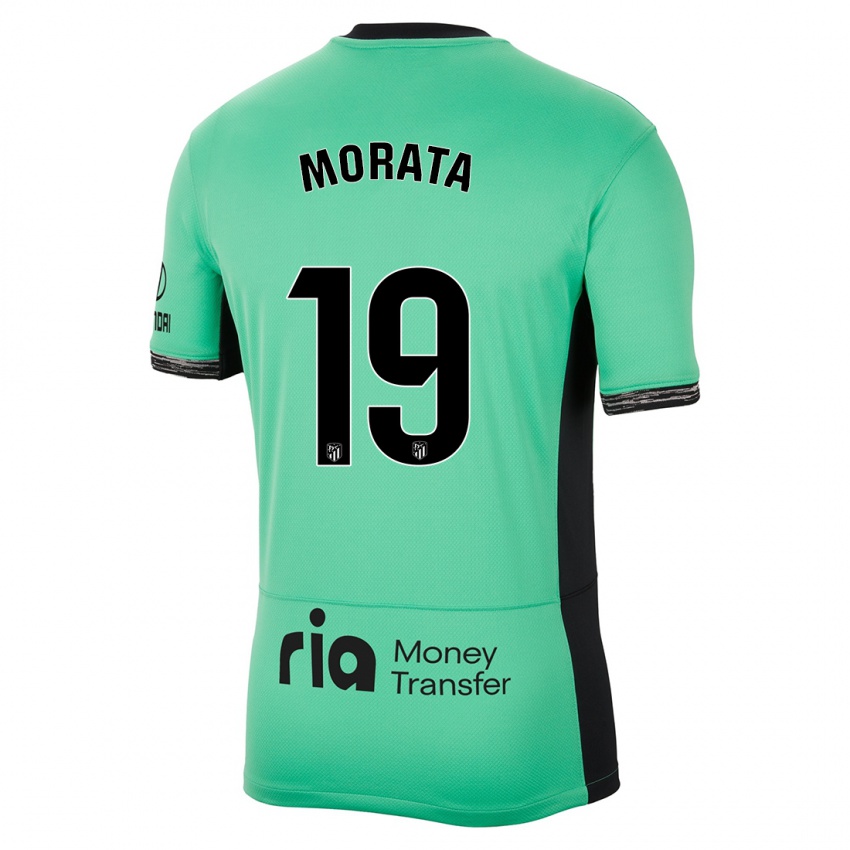 Niño Camiseta Alvaro Morata #19 Primavera Verde Equipación Tercera 2023/24 La Camisa Perú