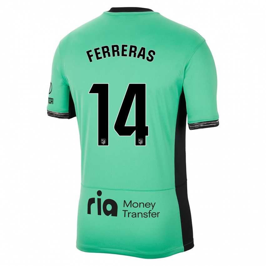 Niño Camiseta Adrian Ferreras #14 Primavera Verde Equipación Tercera 2023/24 La Camisa Perú