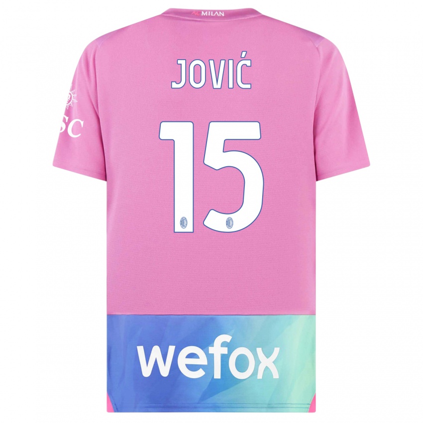 Niño Camiseta Luka Jovic #15 Rosado Morado Equipación Tercera 2023/24 La Camisa Perú