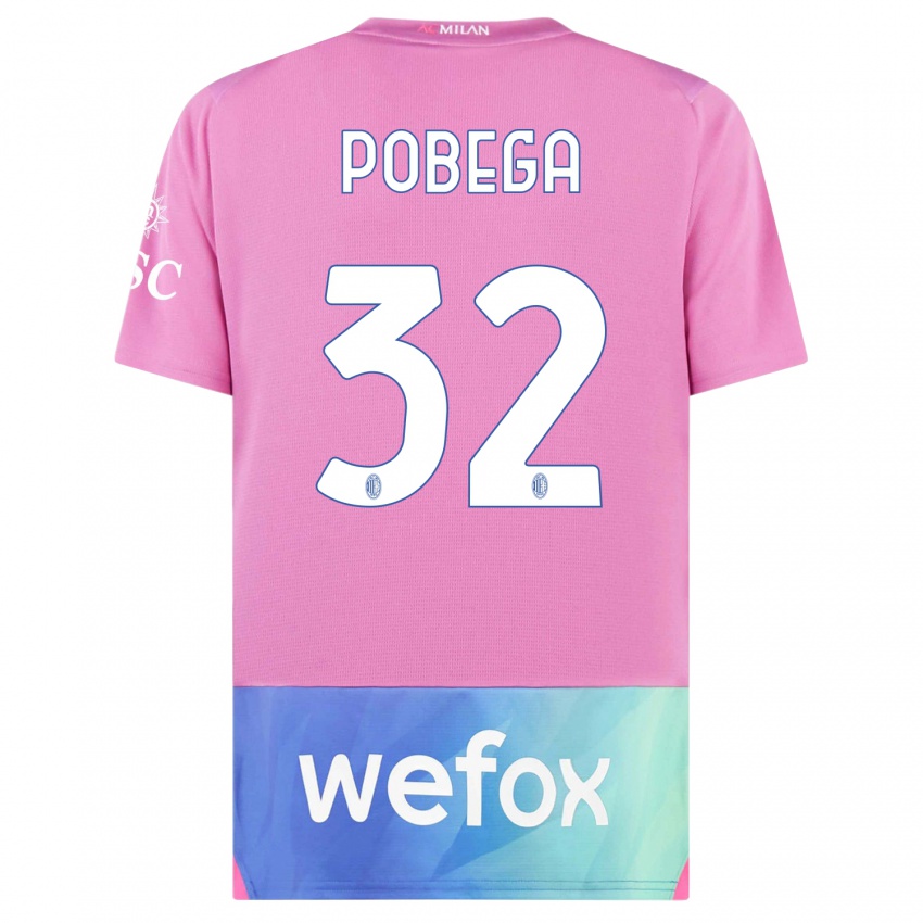 Niño Camiseta Tommaso Pobega #32 Rosado Morado Equipación Tercera 2023/24 La Camisa Perú