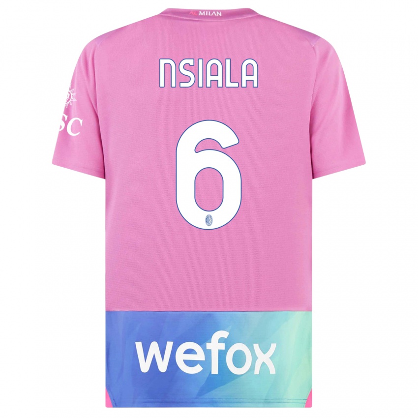 Niño Camiseta Clinton Nsiala #6 Rosado Morado Equipación Tercera 2023/24 La Camisa Perú