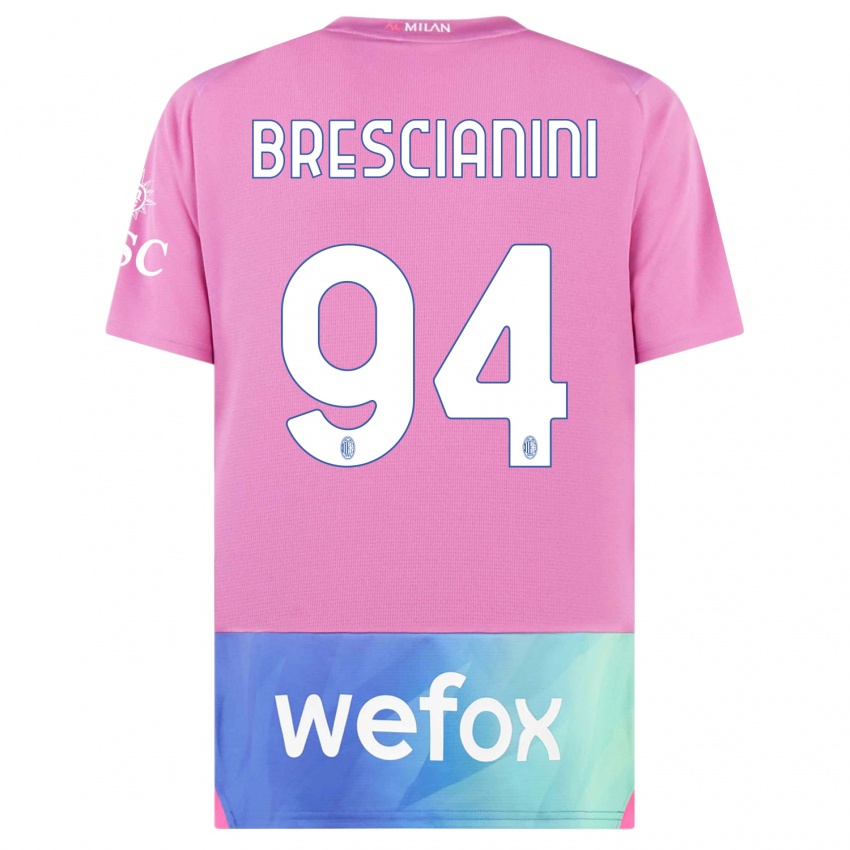 Niño Camiseta Marco Brescianini #94 Rosado Morado Equipación Tercera 2023/24 La Camisa Perú