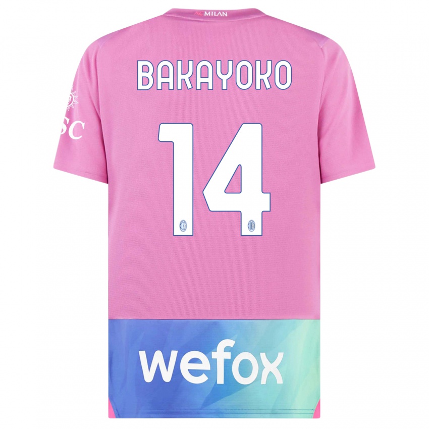 Niño Camiseta Tiemoue Bakayoko #14 Rosado Morado Equipación Tercera 2023/24 La Camisa Perú