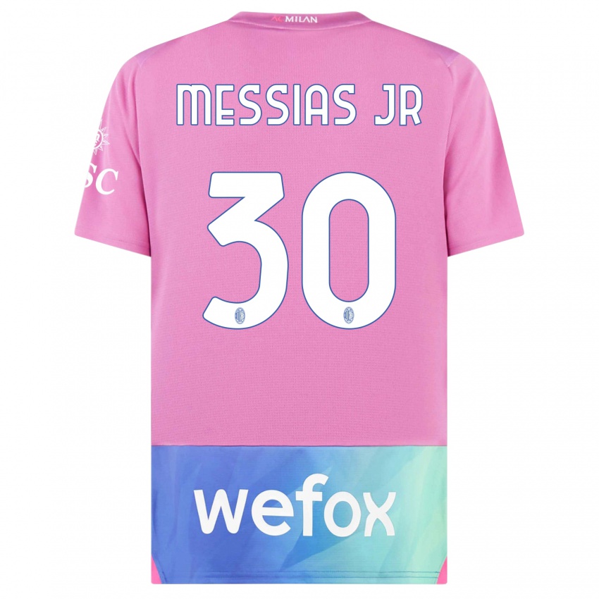 Niño Camiseta Junior Messias #30 Rosado Morado Equipación Tercera 2023/24 La Camisa Perú