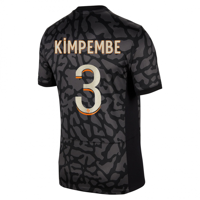 Niño Camiseta Presnel Kimpembe #3 Negro Equipación Tercera 2023/24 La Camisa Perú