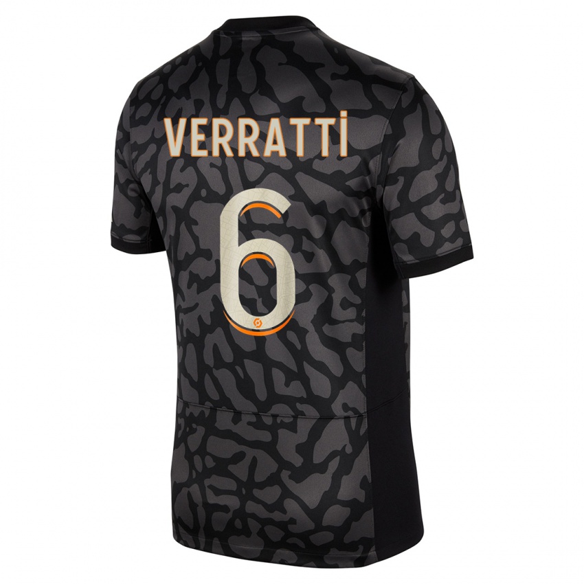 Niño Camiseta Marco Verratti #6 Negro Equipación Tercera 2023/24 La Camisa Perú