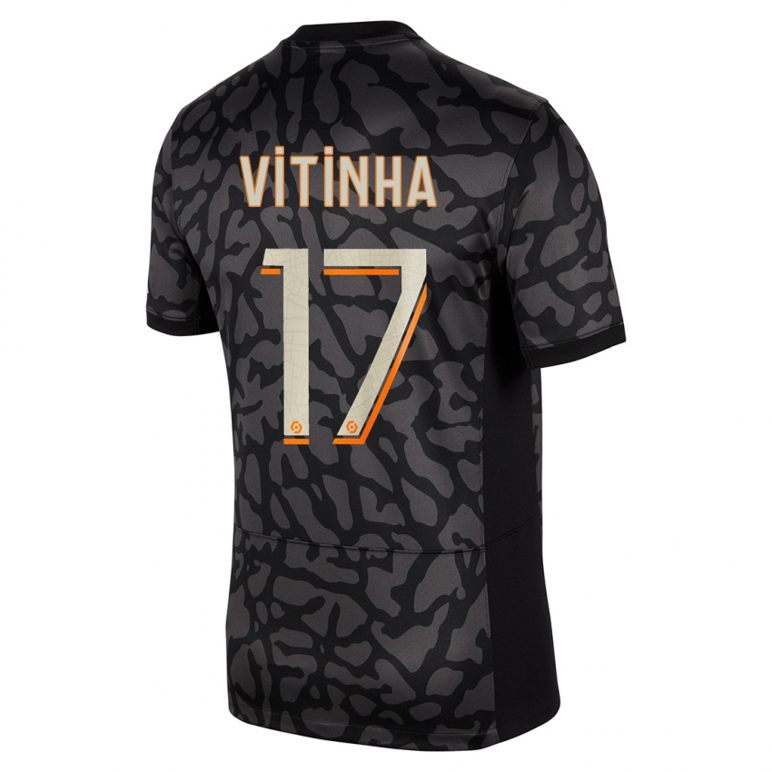 Niño Camiseta Vitinha #17 Negro Equipación Tercera 2023/24 La Camisa Perú