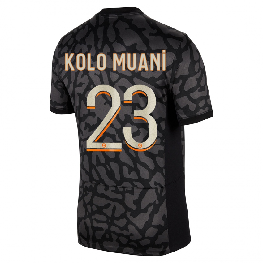 Niño Camiseta Randal Kolo Muani #23 Negro Equipación Tercera 2023/24 La Camisa Perú