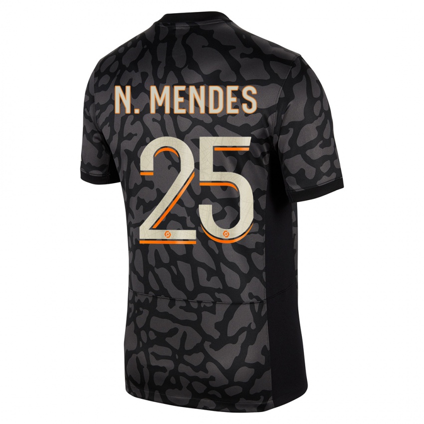 Niño Camiseta Nuno Mendes #25 Negro Equipación Tercera 2023/24 La Camisa Perú