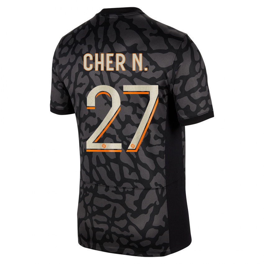 Niño Camiseta Cher Ndour #27 Negro Equipación Tercera 2023/24 La Camisa Perú