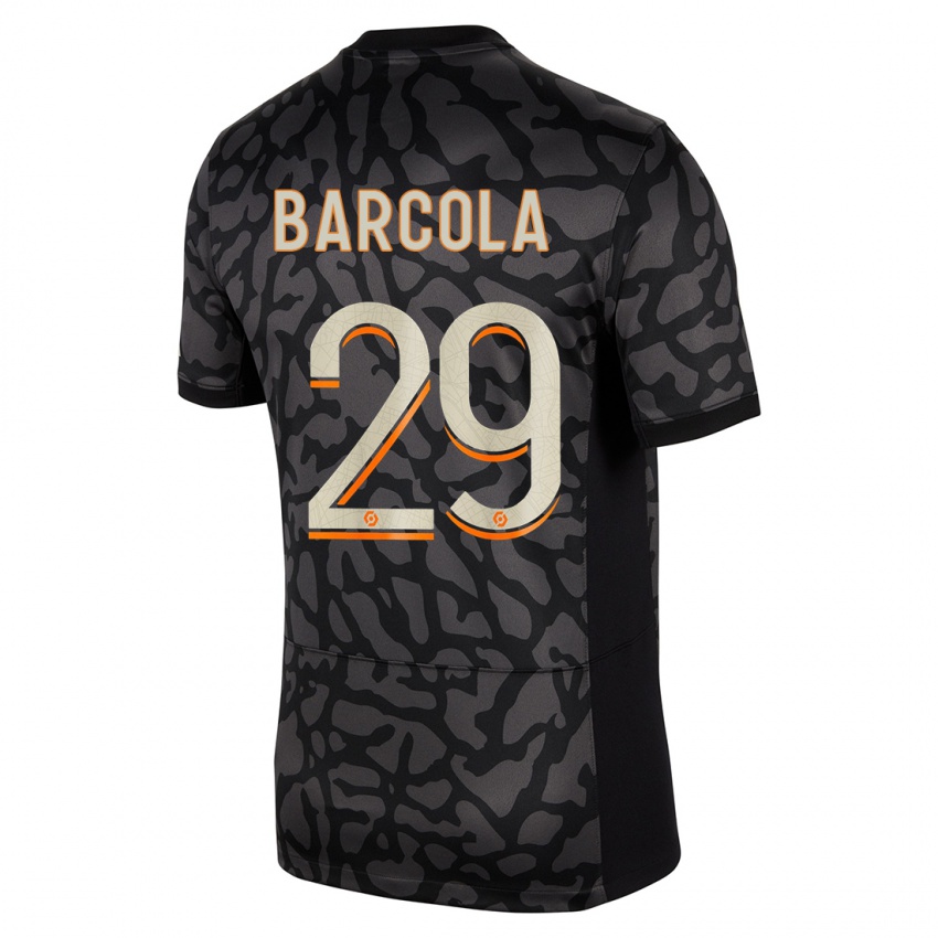 Niño Camiseta Bradley Barcola #29 Negro Equipación Tercera 2023/24 La Camisa Perú