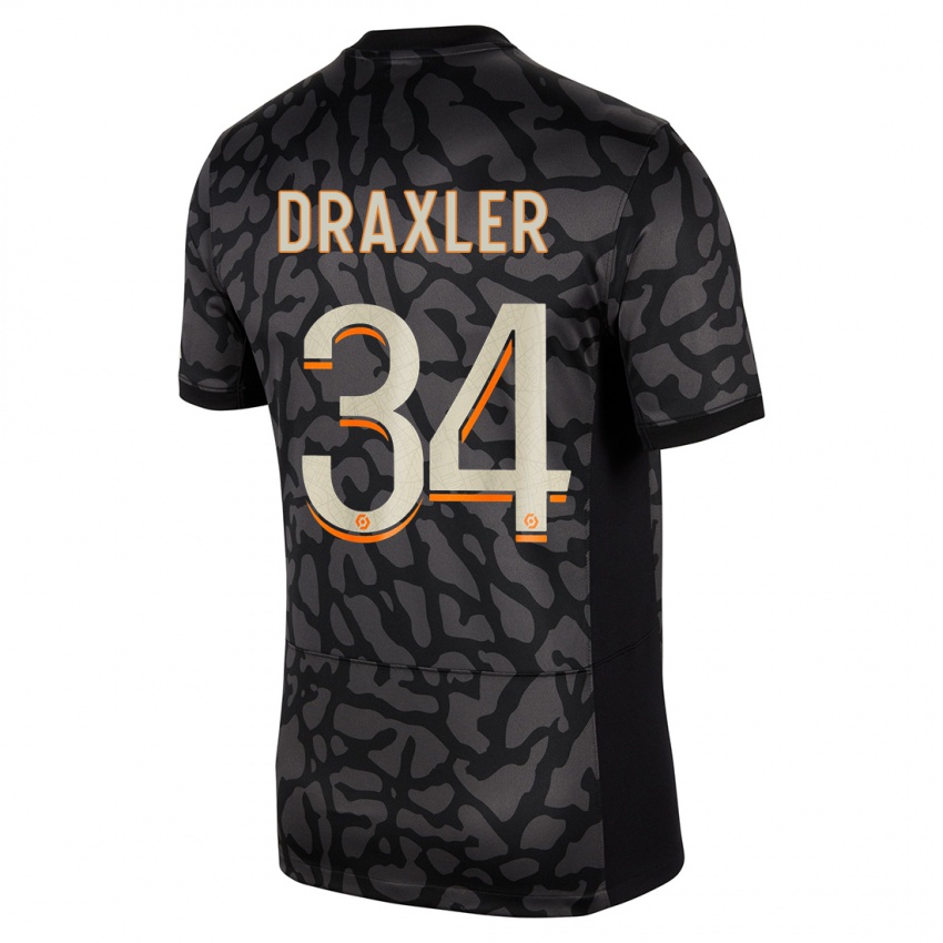 Niño Camiseta Julian Draxler #34 Negro Equipación Tercera 2023/24 La Camisa Perú