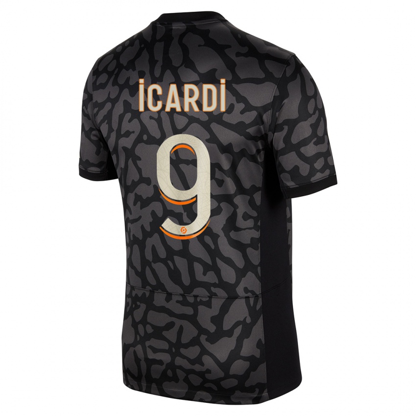 Niño Camiseta Mauro Icardi #9 Negro Equipación Tercera 2023/24 La Camisa Perú