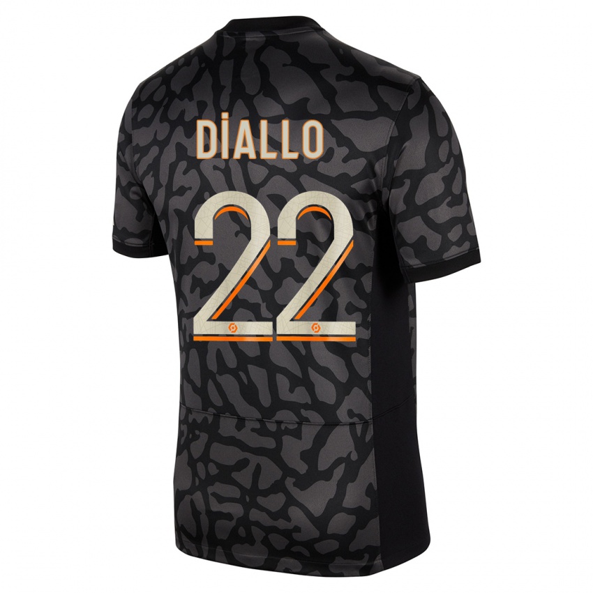 Niño Camiseta Abdou Diallo #22 Negro Equipación Tercera 2023/24 La Camisa Perú