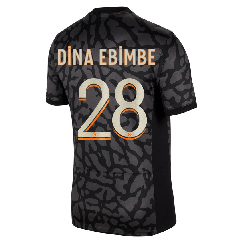 Niño Camiseta Eric Junior Dina Ebimbe #28 Negro Equipación Tercera 2023/24 La Camisa Perú