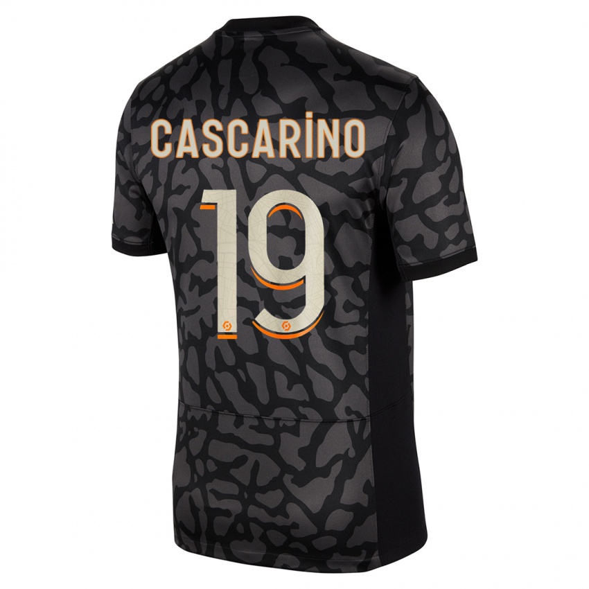 Niño Camiseta Estelle Cascarino #19 Negro Equipación Tercera 2023/24 La Camisa Perú