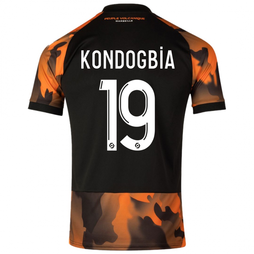 Niño Camiseta Geoffrey Kondogbia #19 Negro Naranja Equipación Tercera 2023/24 La Camisa Perú