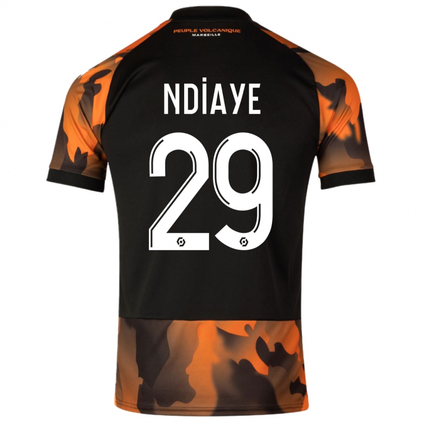 Niño Camiseta Iliman Ndiaye #29 Negro Naranja Equipación Tercera 2023/24 La Camisa Perú