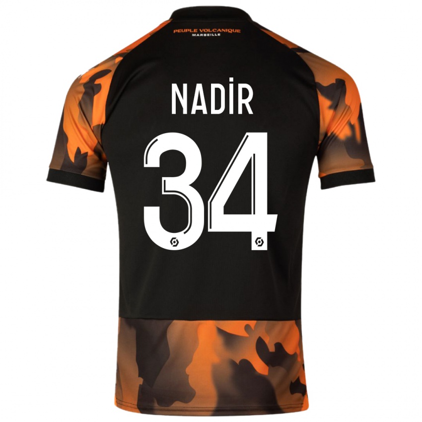 Niño Camiseta Bilal Nadir #34 Negro Naranja Equipación Tercera 2023/24 La Camisa Perú