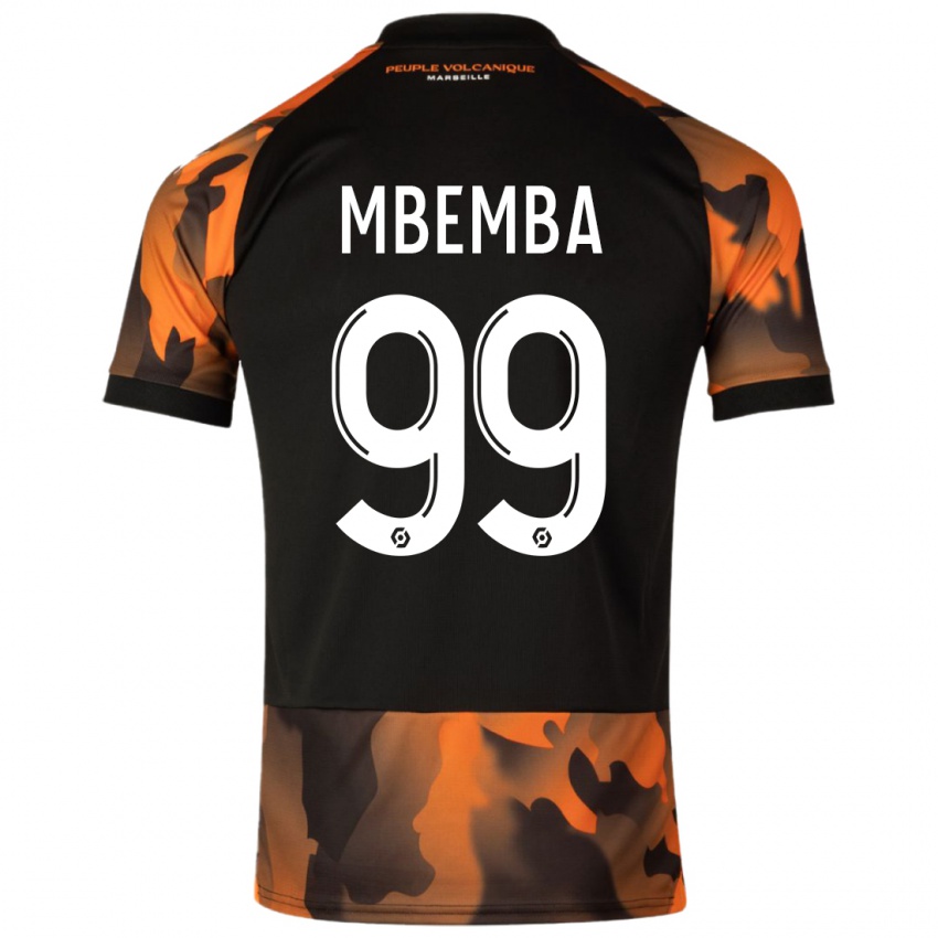 Niño Camiseta Chancel Mbemba #99 Negro Naranja Equipación Tercera 2023/24 La Camisa Perú