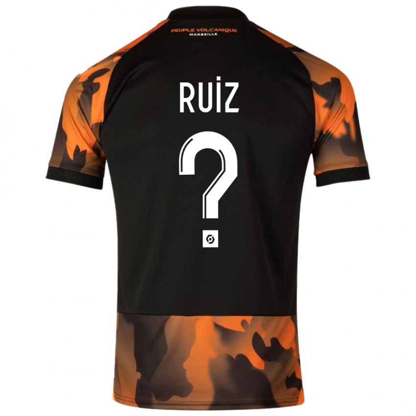 Niño Camiseta Pedro Ruiz #0 Negro Naranja Equipación Tercera 2023/24 La Camisa Perú