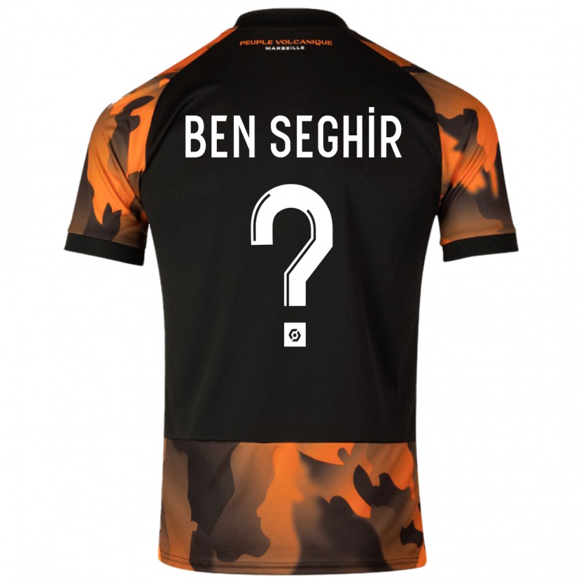 Niño Camiseta Salim Ben Seghir #0 Negro Naranja Equipación Tercera 2023/24 La Camisa Perú