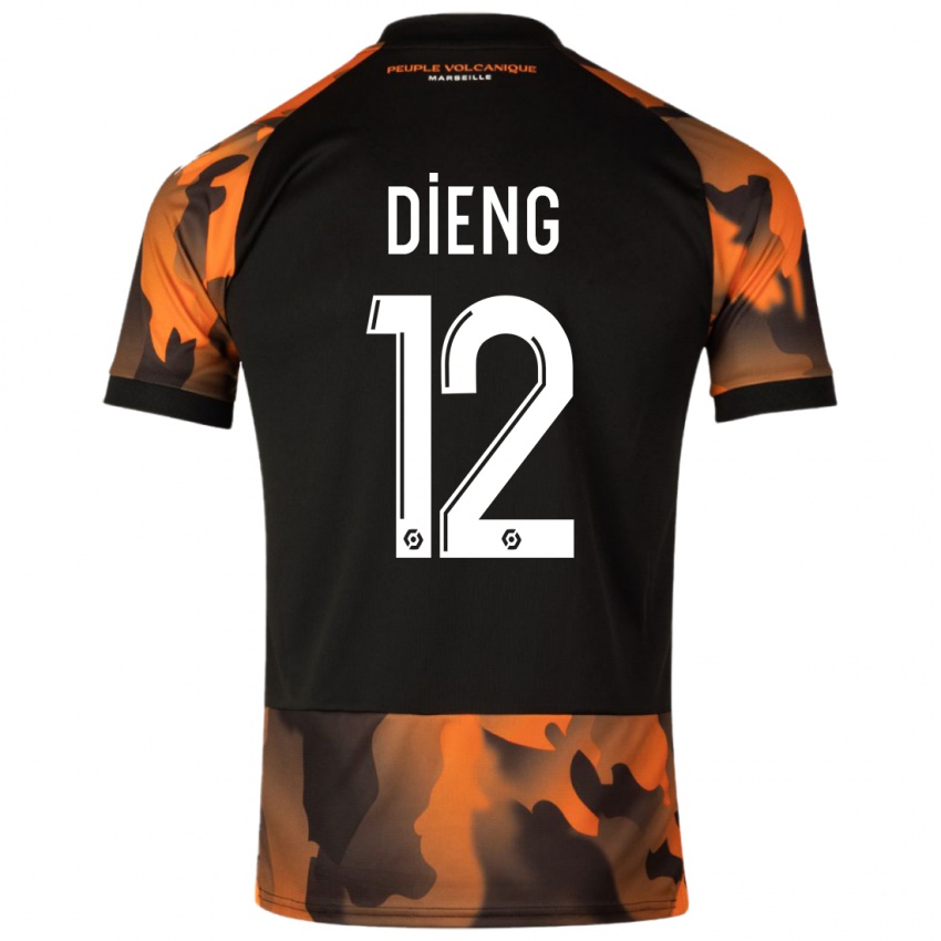 Niño Camiseta Bamba Dieng #12 Negro Naranja Equipación Tercera 2023/24 La Camisa Perú