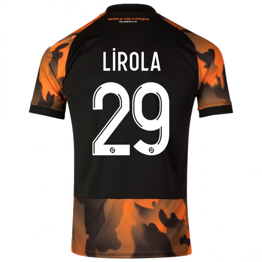 Niño Camiseta Pol Lirola #29 Negro Naranja Equipación Tercera 2023/24 La Camisa Perú