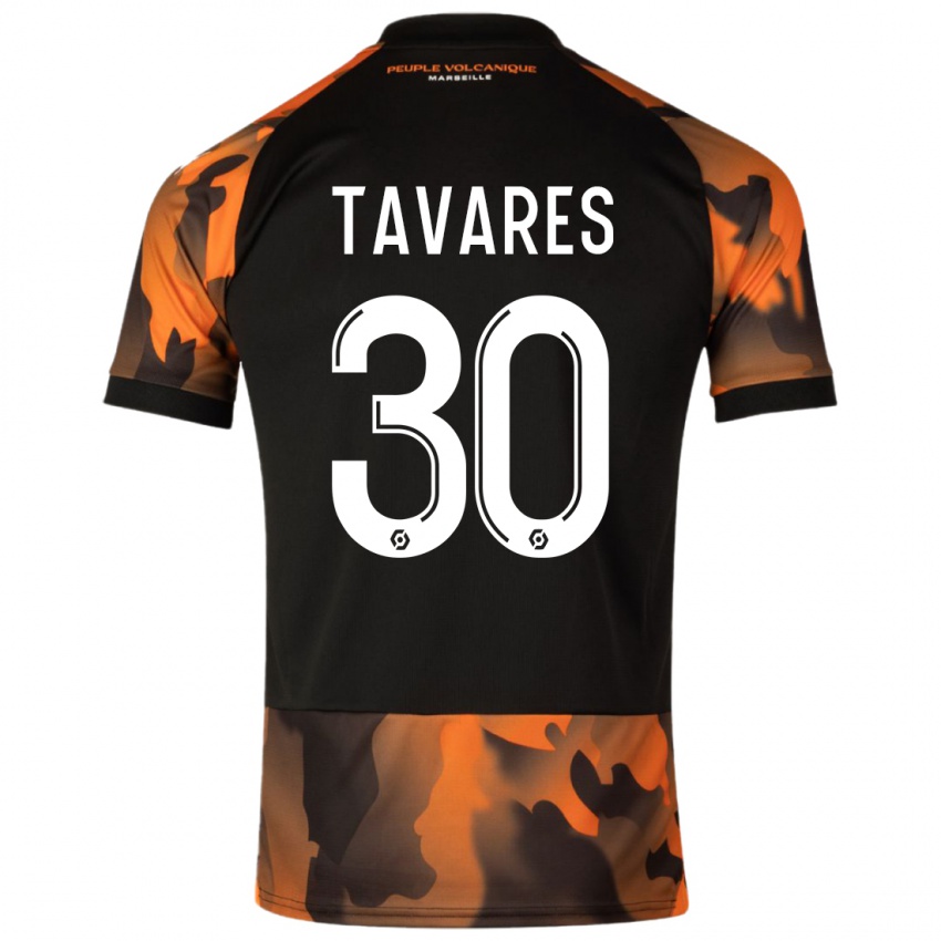 Niño Camiseta Nuno Tavares #30 Negro Naranja Equipación Tercera 2023/24 La Camisa Perú