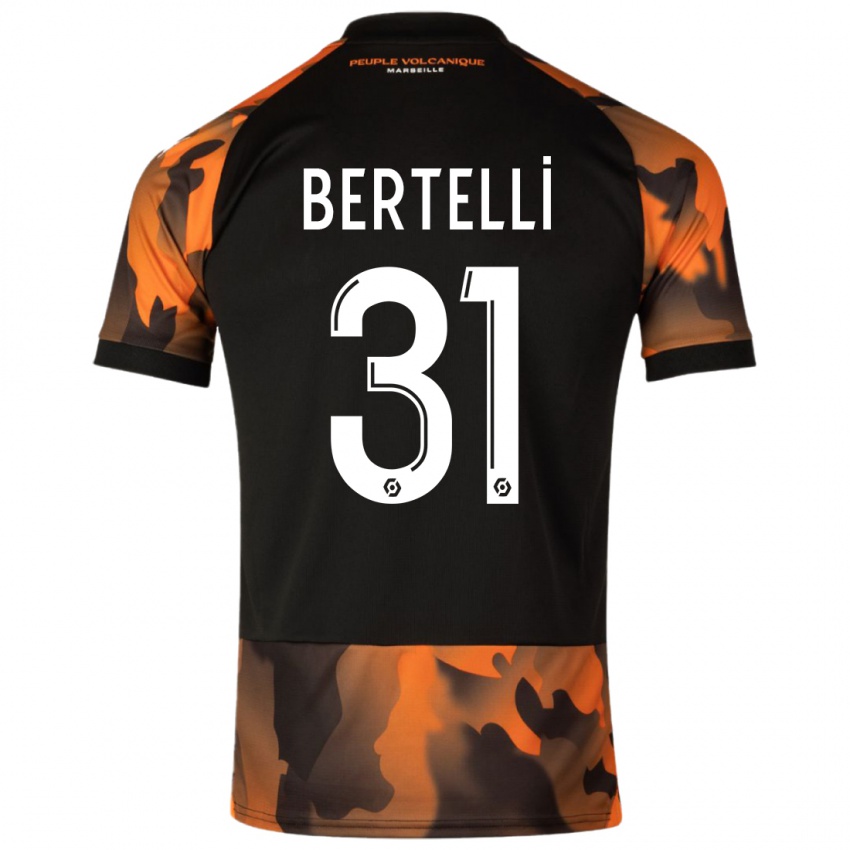 Niño Camiseta Ugo Bertelli #31 Negro Naranja Equipación Tercera 2023/24 La Camisa Perú