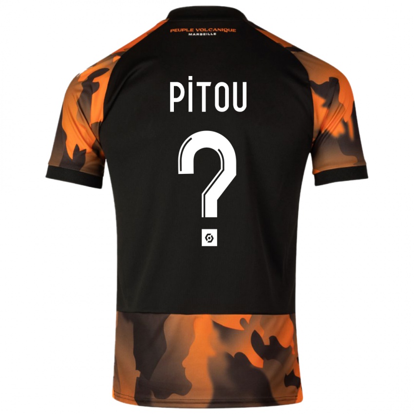 Niño Camiseta Jonathan Pitou #0 Negro Naranja Equipación Tercera 2023/24 La Camisa Perú