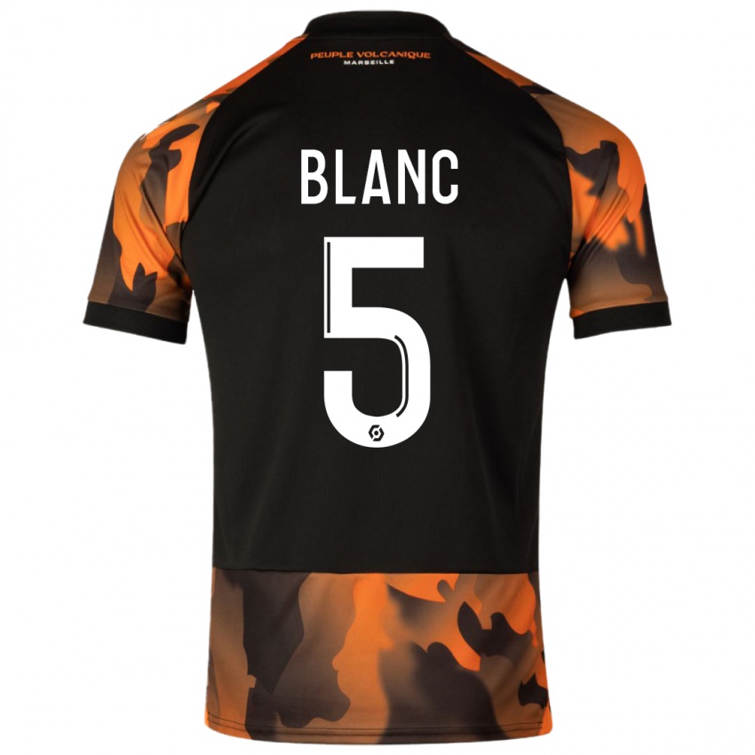 Niño Camiseta Amandine Blanc #5 Negro Naranja Equipación Tercera 2023/24 La Camisa Perú