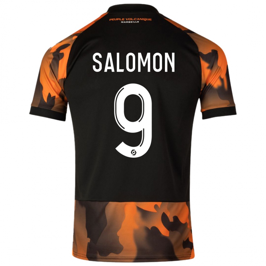 Niño Camiseta Maeva Salomon #9 Negro Naranja Equipación Tercera 2023/24 La Camisa Perú